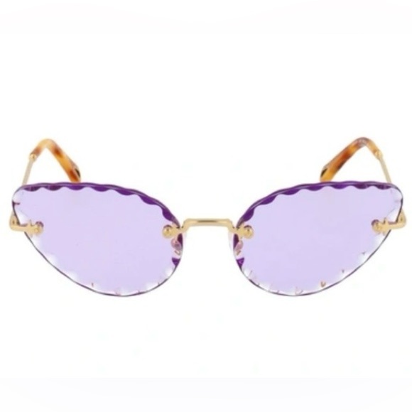 RARE Chloé Scalloped Cat Eye Sunglasses Purple Gradient 60MM NWT Luxe main image 10